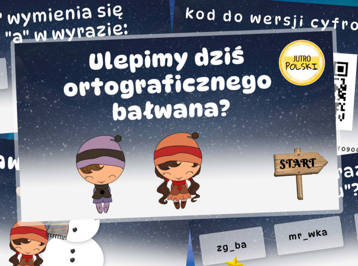 Ortografia "ó" i "u" - budujemy bałwanka! Zima, śnieg, mikołajki, bałwan, pdf, genially, gra.