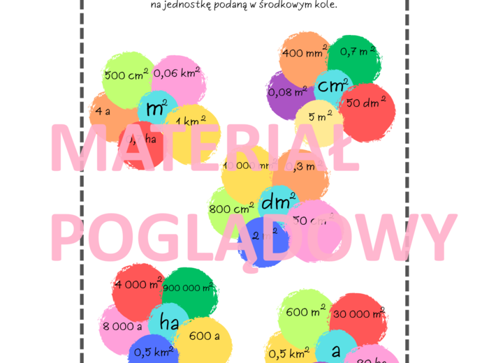 JEDNOSTKI POLA - karta pracy klasy 4, 5, 6