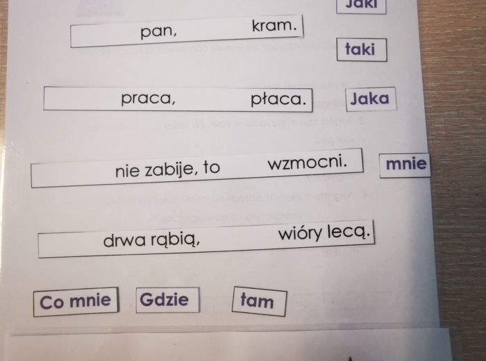 Części mowy - zaimek - ćwiczenia - przysłowia