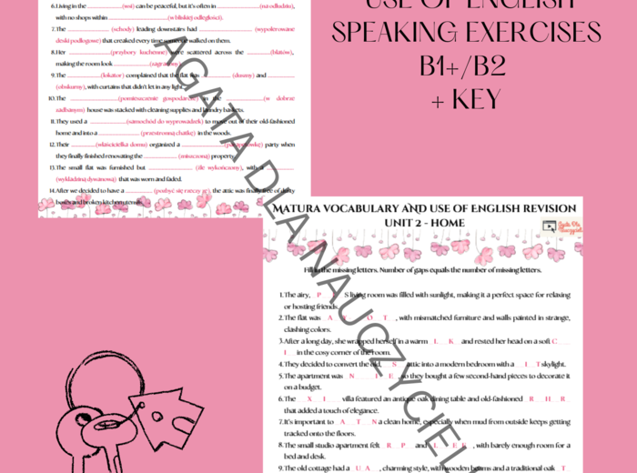 Matura - Unit 2 - dom - słownictwo + use of english + matura ustna