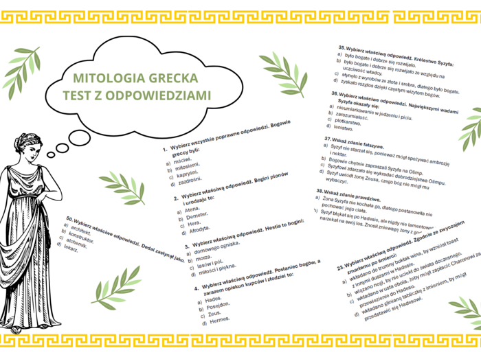 Mitologia grecka - sprawdzian, test