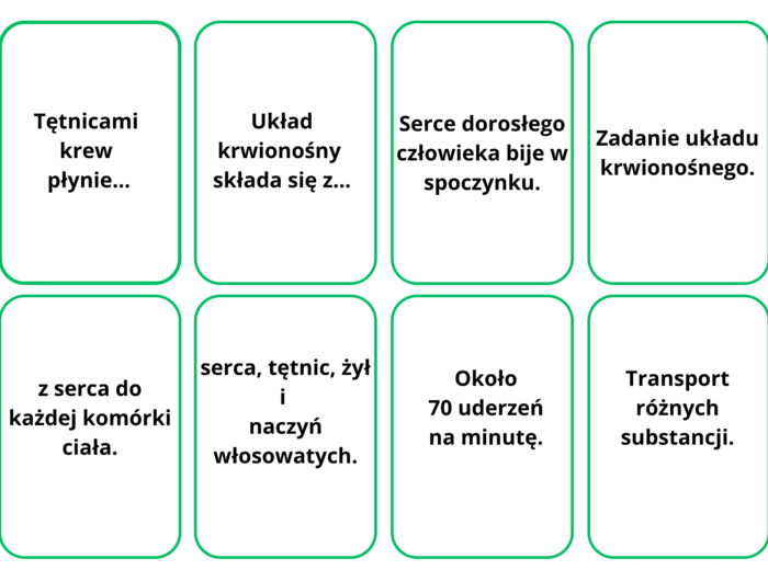 Układ krwionośny. Fiszki.