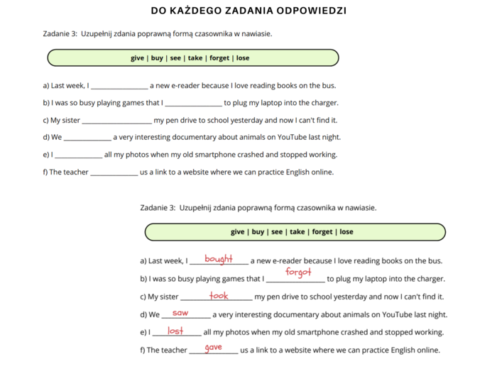 Gramatyka dla klasy 7: Past Simple , Relative Clauses Zaimki Względne Verb Patterns Na podstawie English Class A2+ Unit 4