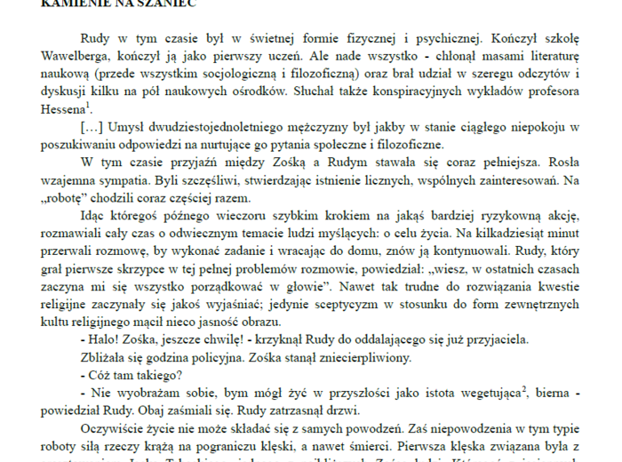 Egzamin ósmoklasisty – Arkusz z języka polskiego „Kamienie na szaniec” | Pełny test z kluczem odpowiedzi