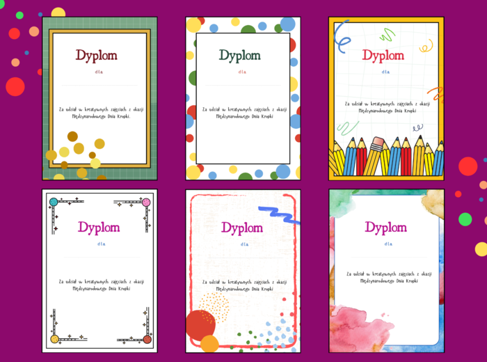 DZIEŃ KROPKI – dyplomy – 13 wersji