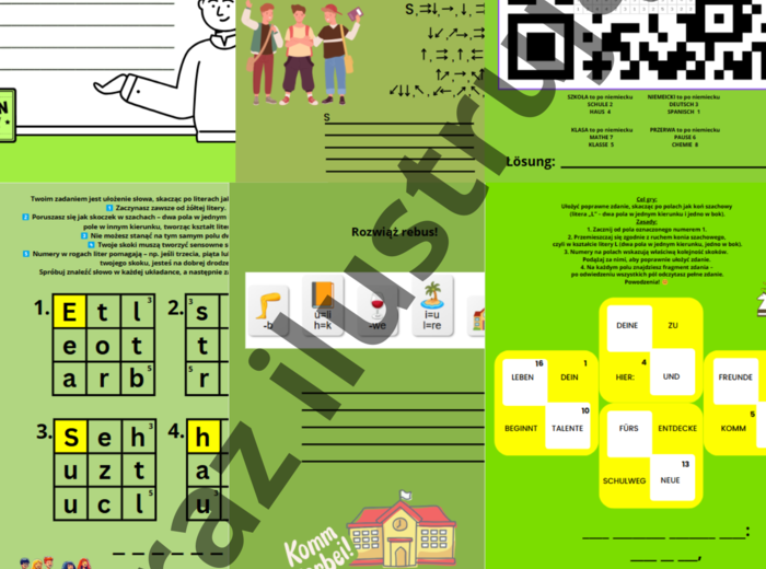 🎮 Zestaw 7 kreatywnych łamigłówek na Dzień Otwarty - pracownia języka niemieckiego 🎮