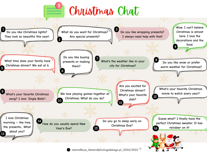 "Christmas Chat" - swiąteczny klimat + utrwalenie Present Simple