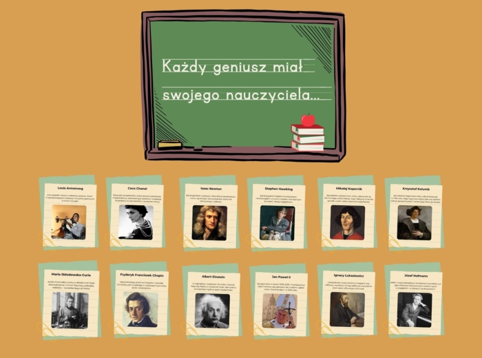 Gazetka szkolna - Każdy geniusz miał swojego nauczyciela...