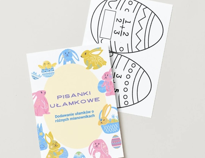 Wielkanocna girlanda. Ułamki zwykłe. Dodawanie ułamków o różnych mianownikach.