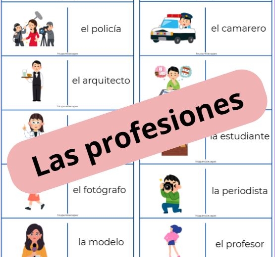 Domino ze słówkami "Las profesiones" (Zawody)