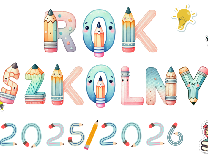 Gazetka szkolna/dekoracja „Rok Szkolny 2025/2026” + dużo dodatkowych elementów dekoracyjnych
