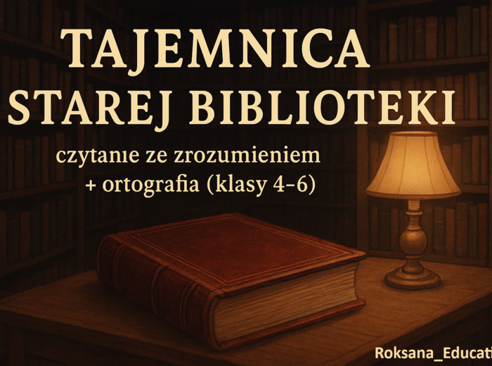 🔎📚 „Tajemnica starej biblioteki” – czytanie ze zrozumieniem + ortografia ✍️ (klasy 4–6)