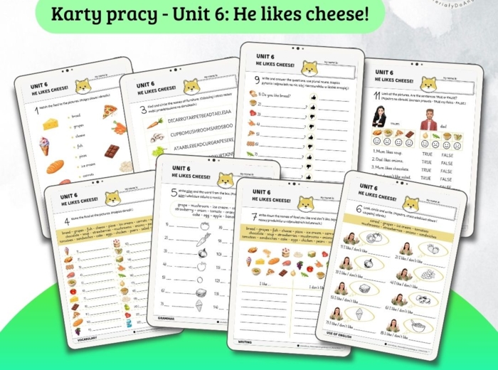 New English Adventure 2 – Unit 6: He likes cheese! – Karty pracy dla klasy 2