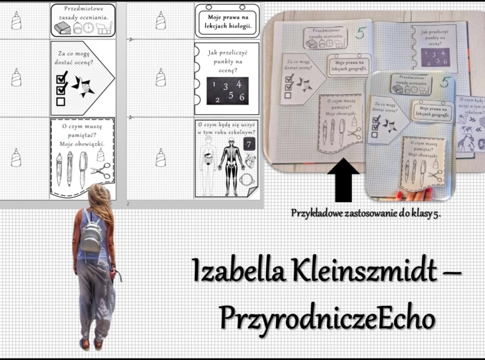 Przedmiotowe zasady oceniania (PZO) z biologii (klasa 7). Interaktywna notatka do wycinania, zginania i wypełniania przez ucznia.