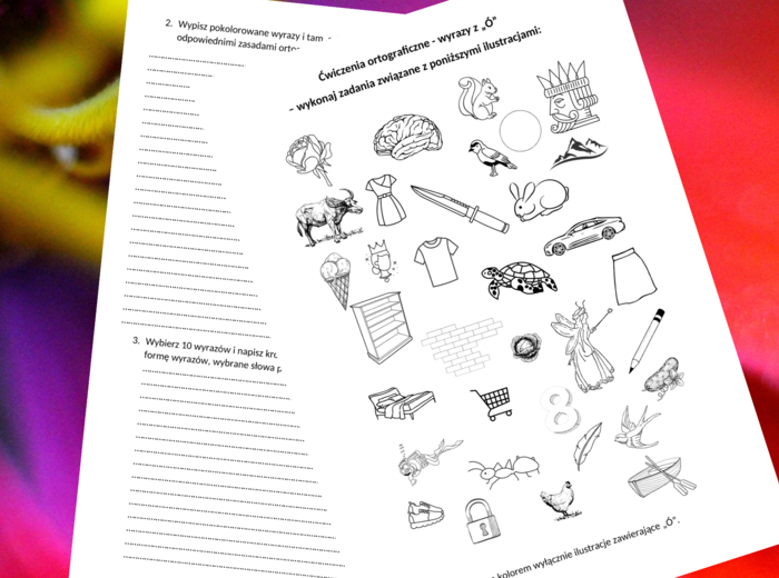 Ortografia - wyrazy z "Ó" - karta pracy