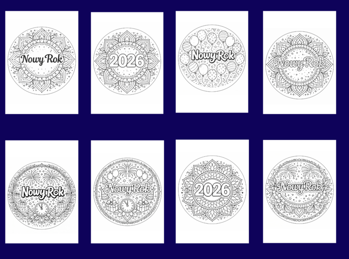 ✨ Noworoczne mandale do kolorowania – idealne na start Nowego Roku! ✨ - 12 szt.