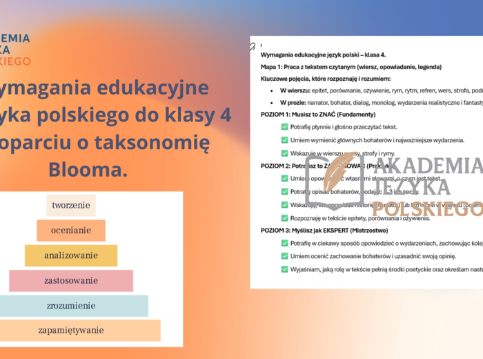Wymagania edukacyjne język polski - klasa 4