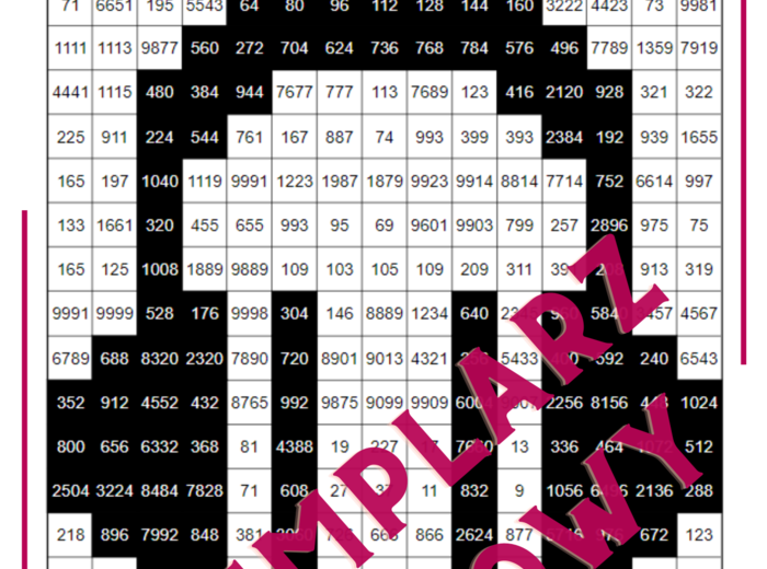 Kolorowanka - kodowanka - podzielność liczb przez 4