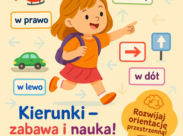 W prawo, w lewo, w górę, w dół, do przodu, do tyłu. Karta pracy. Sprawdzian.