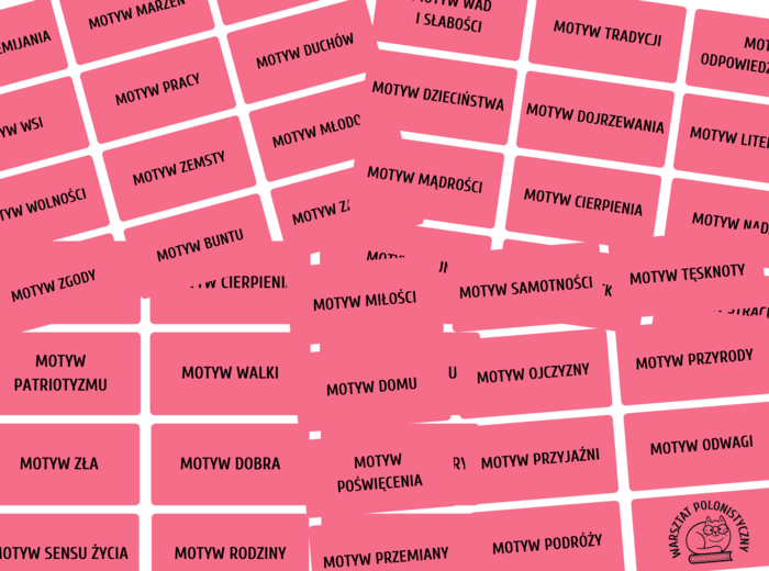 Motywy literackie E8 - fiszki dla ósmoklasistów