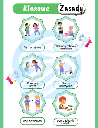 KLASOWE ZASADY DLA MŁODSZYCH DZIECI