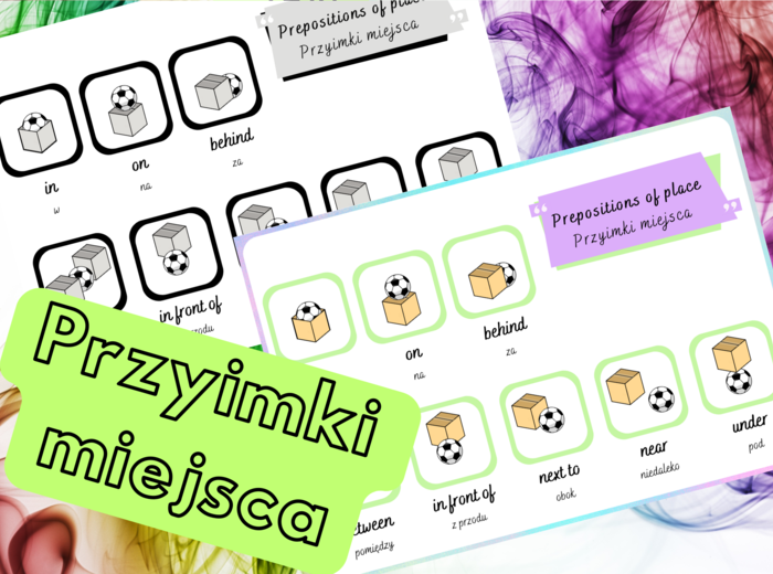 Przyimki miejsca - angielska wklejka do zeszytu - PLAKAT