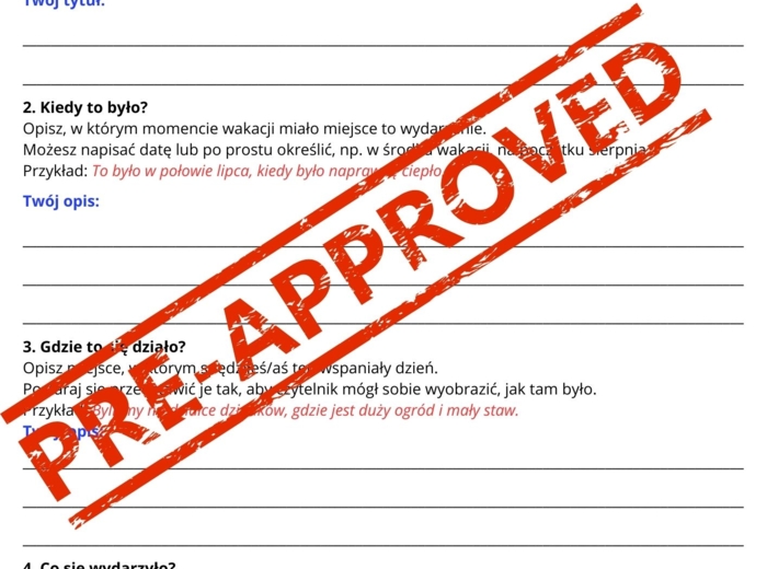 Karta pracy - Kartka z pamiętnika