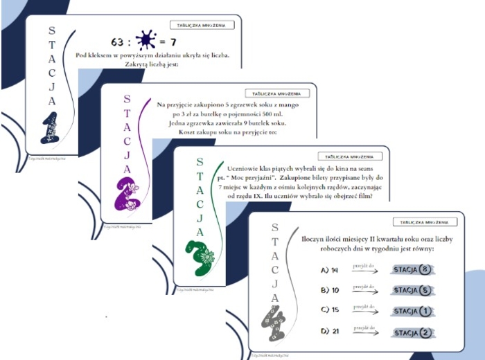 Pomysł na lekcję - stacje zadaniowe Tabliczka mnożenia.