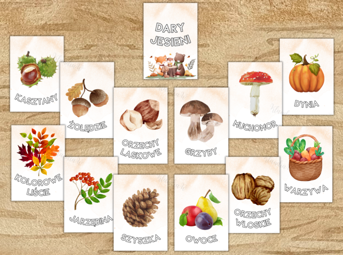 Dary jesieni - plansze edukacyjne A4