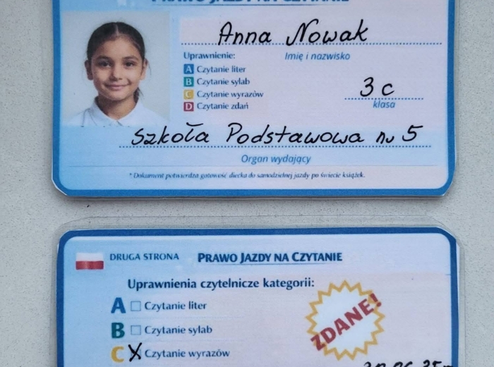 Prawo jazdy na czytanie-kl. 1-3