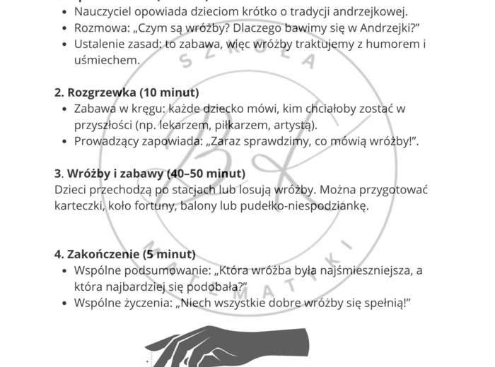 Andrzejki w klasie - scenariusz z wróżbami.