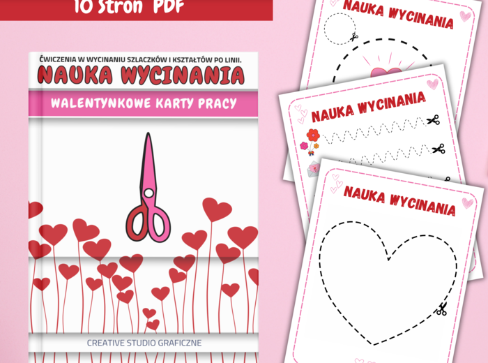 NAUKA WYCINANIA- Kreatywne wycinanki: ćwiczenia w wycinaniu szlaczków i kształtów po linii ♡ Edycja Walentynkowa ♡