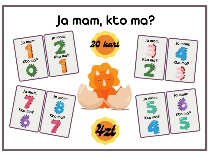 Gra: Ja mam, kto ma? 20 kart - Dzień Dinozaura - Dinozaurowe cyfry
