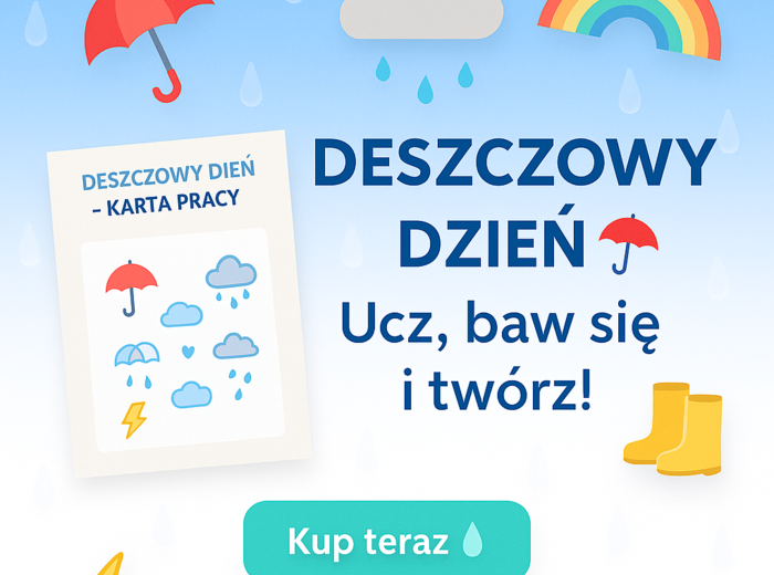 Karta pracy: "Deszczowy dzień – rysunek i opowiadanie"