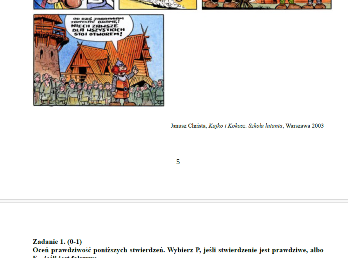 Egzamin ósmoklasisty – Arkusz z języka polskiego „Kajko i Kokosz. Szkoła latania” | Pełny test z kluczem odpowiedzi
