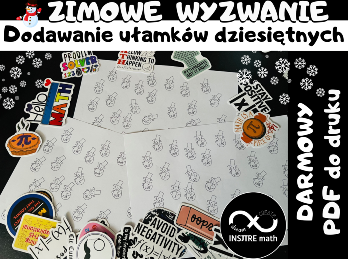 Darmowe Zimowe Matematyczne Wyzwanie. Dodawanie ułamków dziesiętnych.