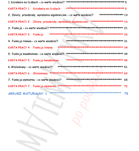 Karty pracy- matematyka - MATURA od 2023 - poziom podstawowy część 1