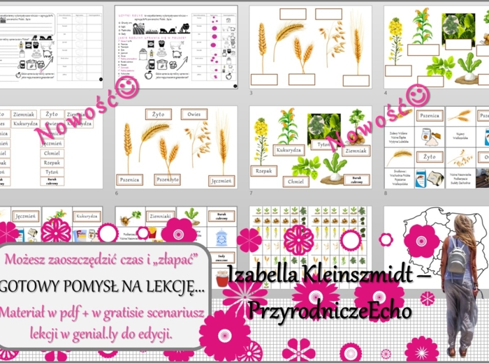 Pomysł na lekcję/karta pracy/stacje zadaniowe/notatki/ materiał do lekcji do tematu „Produkcja roślinna” w pdf. W gratisie niekomercyjny scenariusz lekcji/pomysł na lekcję w programie genial.ly do edycji. Geografia 7. Dział „Rolnictwo i przemysł Polski”.