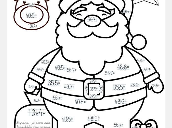 mikołajki - mnożenie i dzielenie w zakresie 100