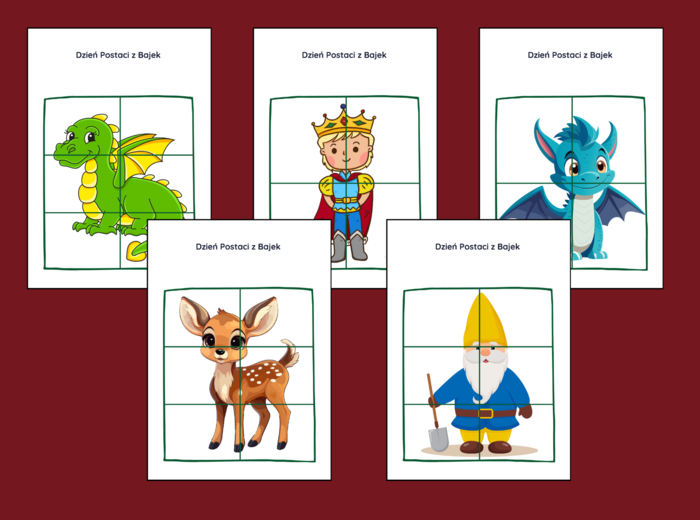 DZIEŃ POSTACI Z BAJEK – biblioteka – świetlica – przedszkole - UKŁADANKA - układanki - puzzle - 10 szt.