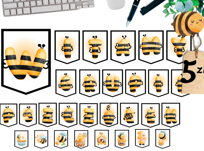 Napis / Girlanda: "Witamy w Grupie Pszczółek"