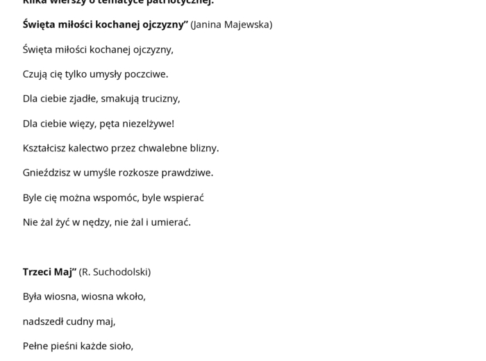 Święta majowe, elementy scenariusza/uroczystość, flaga xxl (8szt a4)