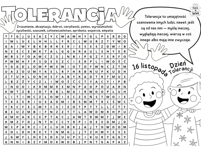 Dzień Tolerancji - karta pracy klasy 4-8