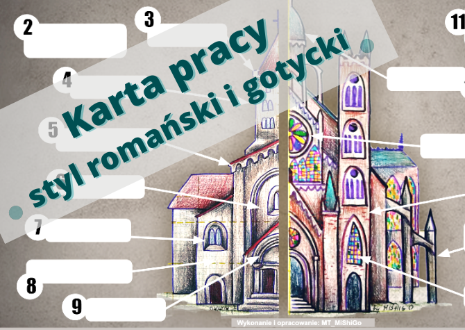 Styl romański i gotycki - karta pracy