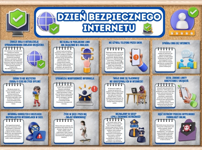 DZIEŃ BEZPIECZNEGO INTERNETU - zestaw materiałów (duży napis + 26 plansz)
