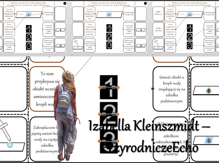 Notatka okienkowa/stacja zadaniowe/notatka/notatka graficzna/karta pracy/sketchnotka „Budowa preparatu mikroskopowego. Przygotowanie preparatu mikroskopowego.”, „Obserwacje mikroskopowe” w pdf. Biologia 5 dział „Biologia – nauka o życiu”. Materiał wykona