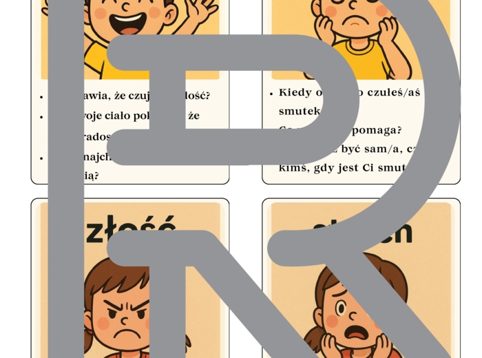Karty Emocji – zestaw edukacyjno-terapeutyczny kl. 1-3 - TUS, zajęcia rozwijające kompetencje emocjonalno- społeczne itp.- pedagog, psycholog