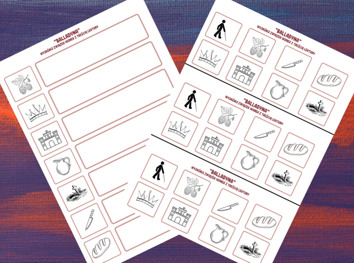 "BALLADYNA" - ikonki - wklejki - karta pracy - lektury 7-8