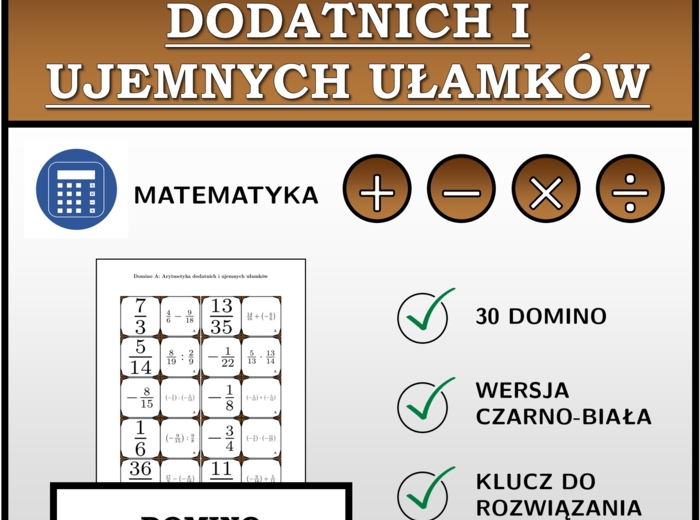 Domino - Arytmetyka dodatnich i ujemnych ułamków | matematyka