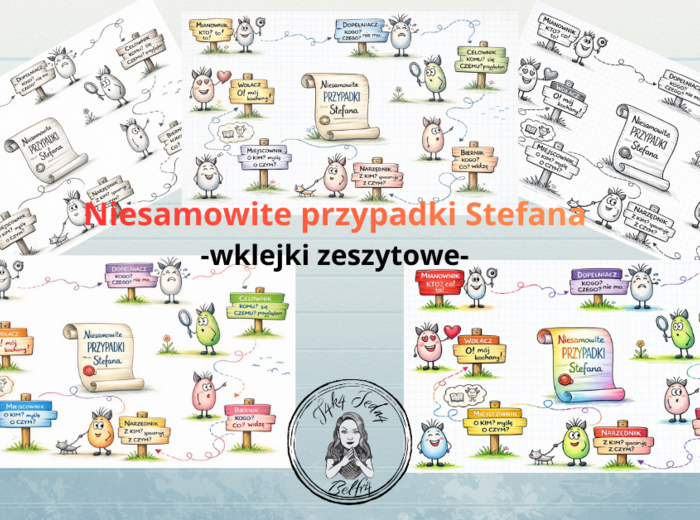 📝 Niesamowite przypadki Stefana – pakiet wklejek zeszytowych (kolor + czarno-białe)